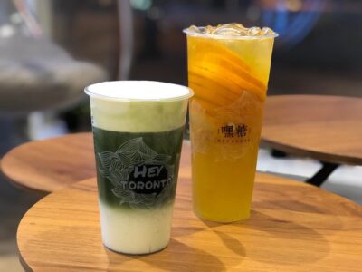 آب میوه و چای ماچا در کافه هی شوگر تورنتو کانادا